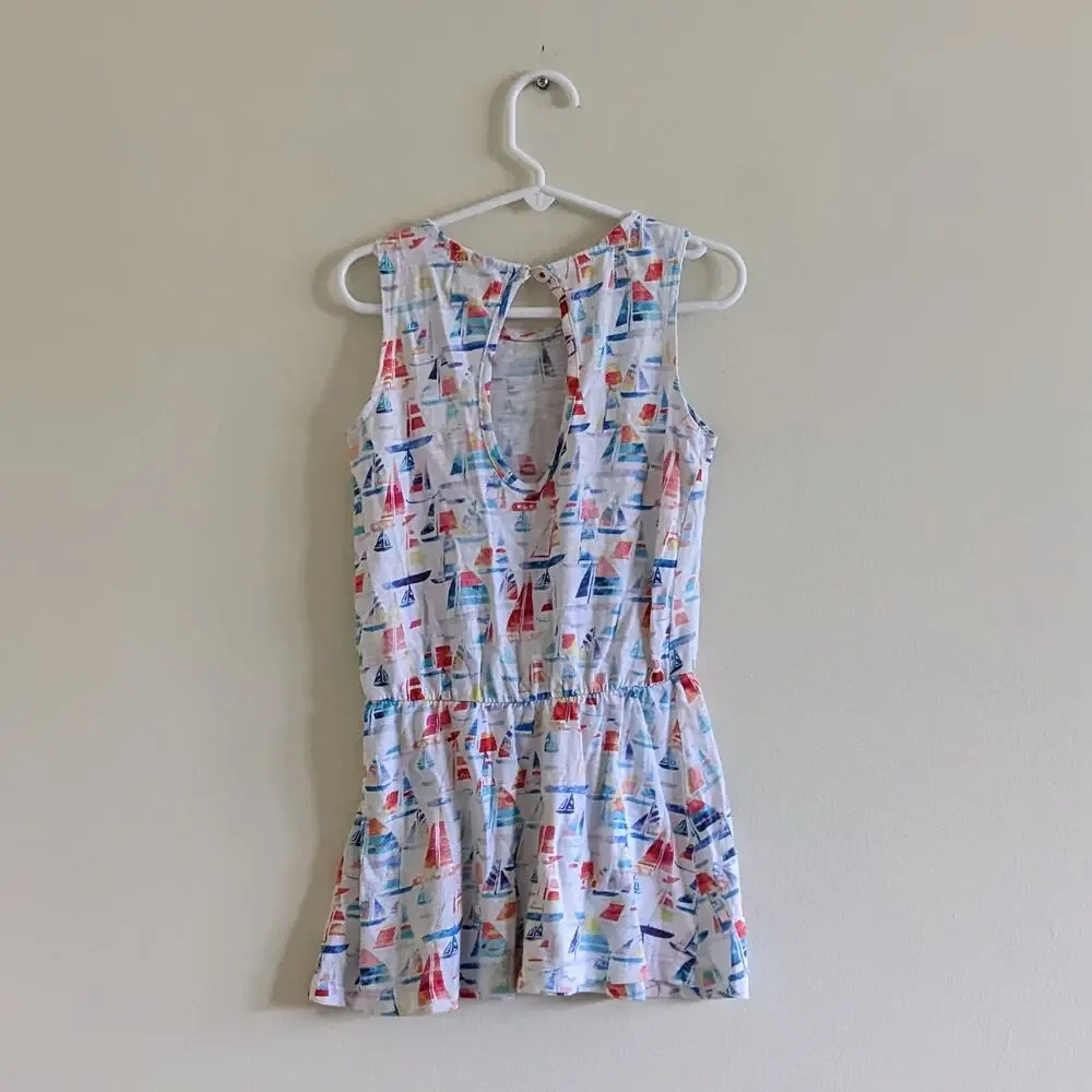 Hatley Sailboat Dress Size 4 Tank Keyhole Back Nautical Boats Multicolor